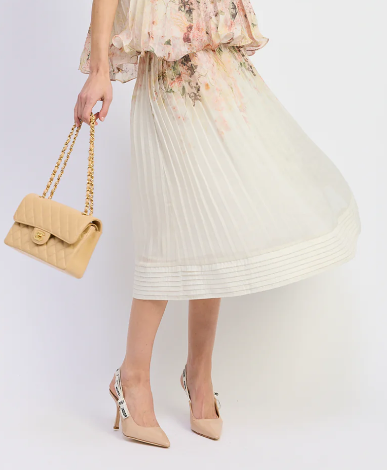 Charlotte Midi Skirt - Ivory Blush Orchid