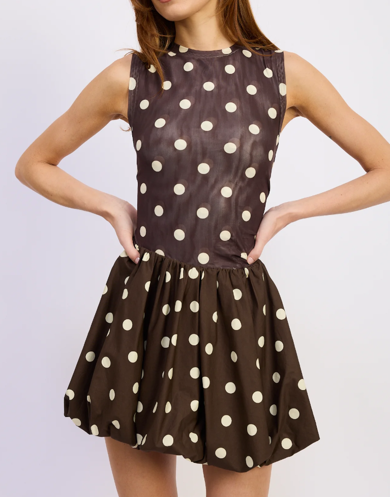 Lainey Mixed Media Mini Romper - Brown Ivory