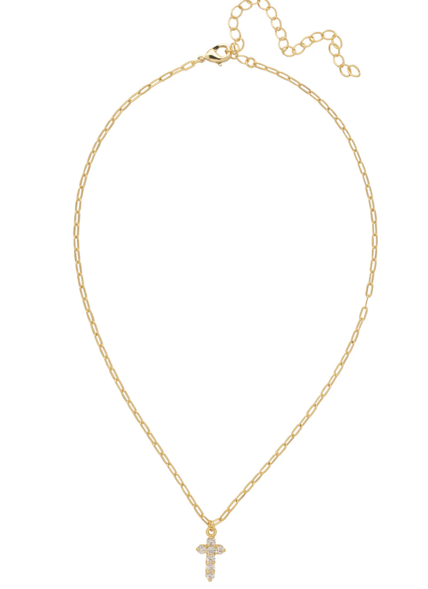 Sorrelli Crystal Cross Pendant Necklace  - Crystal - Gabrielle's Biloxi