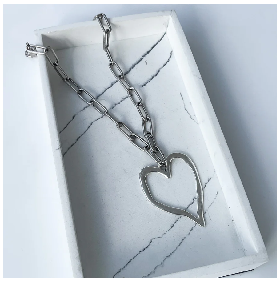 Paperclip with Heart Necklace - 18" Silver Heart - Gabrielle's Biloxi