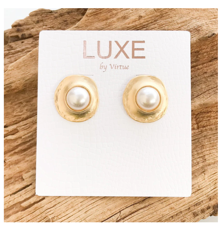 Virtue Lilly Metal Wrapped Pearl Studs - Gabrielle's Biloxi