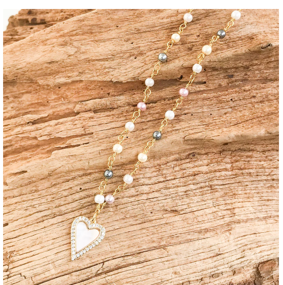 Virtue Rosary 16" with MOP Trim Heart - Gabrielle's Biloxi