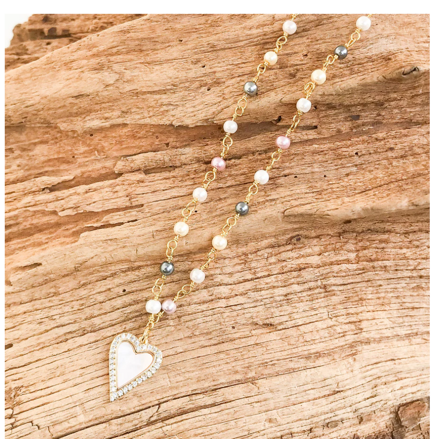 Virtue Rosary 16" with MOP Trim Heart - Gabrielle's Biloxi