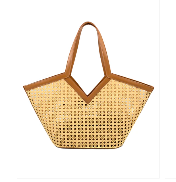 Woven Tote Bag - Tan - Gabrielle's Biloxi