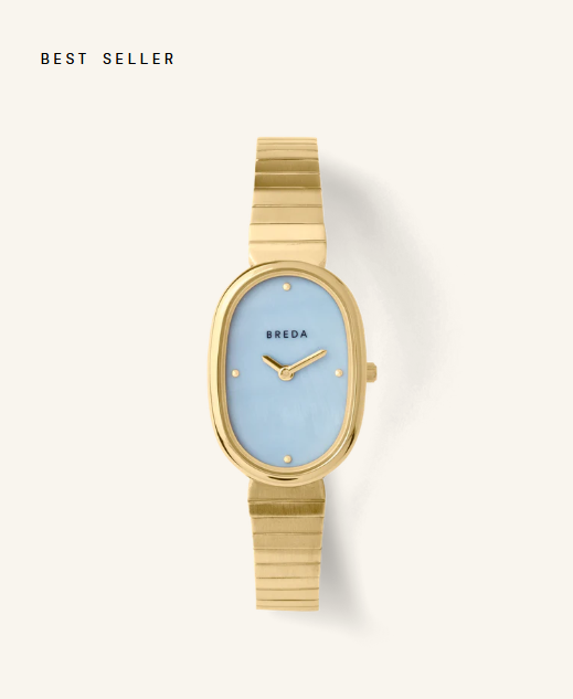 BREDA 'Jane' Gold and Blue Metal Bracelet Watch, 23MM - Watch - Gabrielle's Biloxi