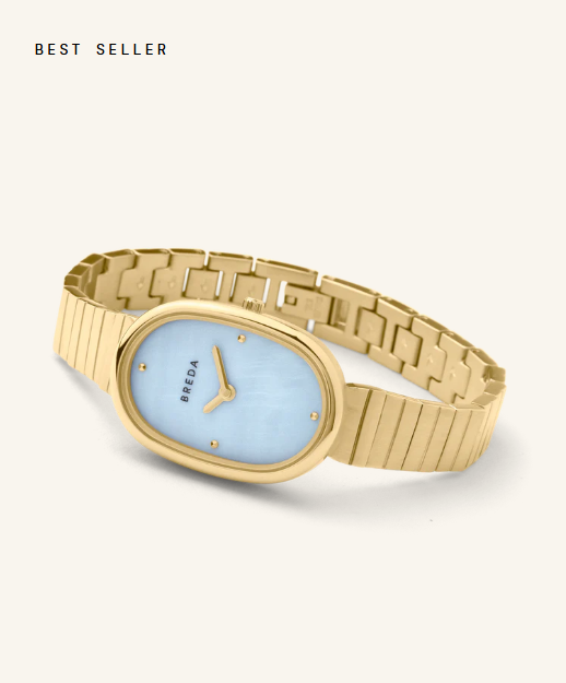 BREDA 'Jane' Gold and Blue Metal Bracelet Watch, 23MM - Watch - Gabrielle's Biloxi