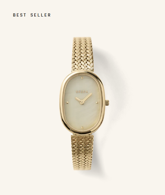 BREDA Women's 'Jane Tethered' Gold and Mesh Bracelet Watch, 23MM - Gabrielle's Biloxi