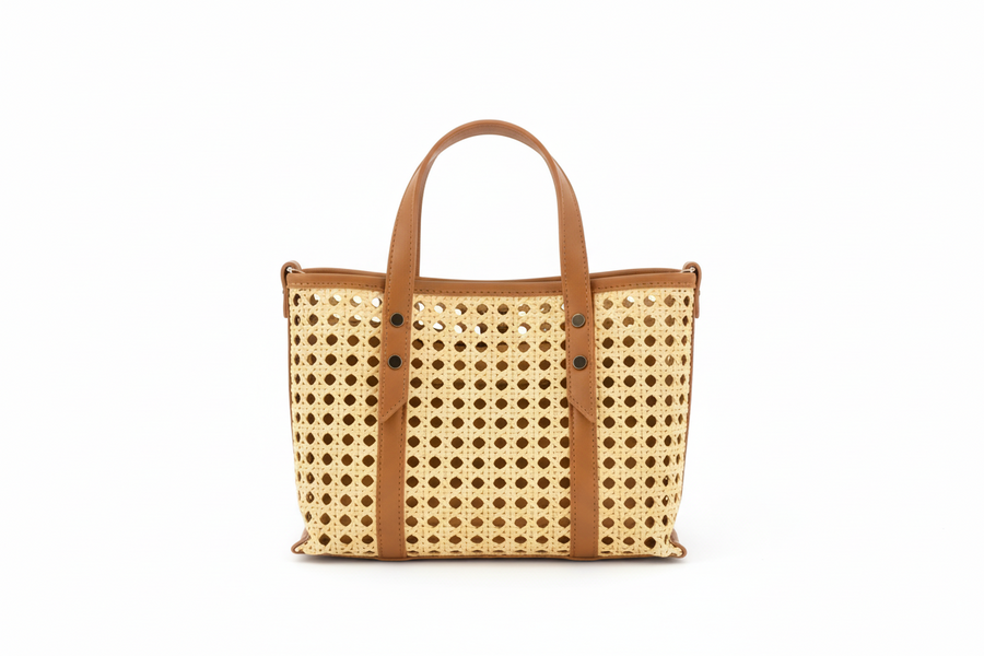 Woven Tan Handbag - Gabrielle's Biloxi