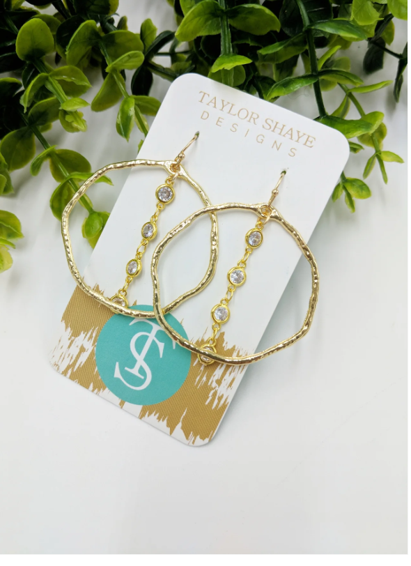 Crystal Hammered Hoops - Gabrielle's Biloxi