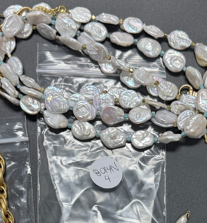 Virtue Coin Pearl Necklace - White/Turquoise - Gabrielle's Biloxi
