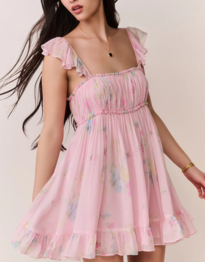 Love Shack Fancy Zanira Dress - Rosy Trellis - Gabrielle's Biloxi
