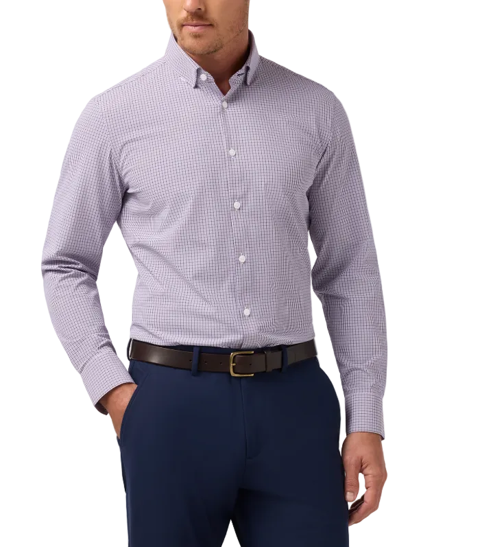 Mizzen+Main Leeward	 Trim LS Dress Shirt - Purple Dusk Sam Plaid - Gabrielle's Biloxi