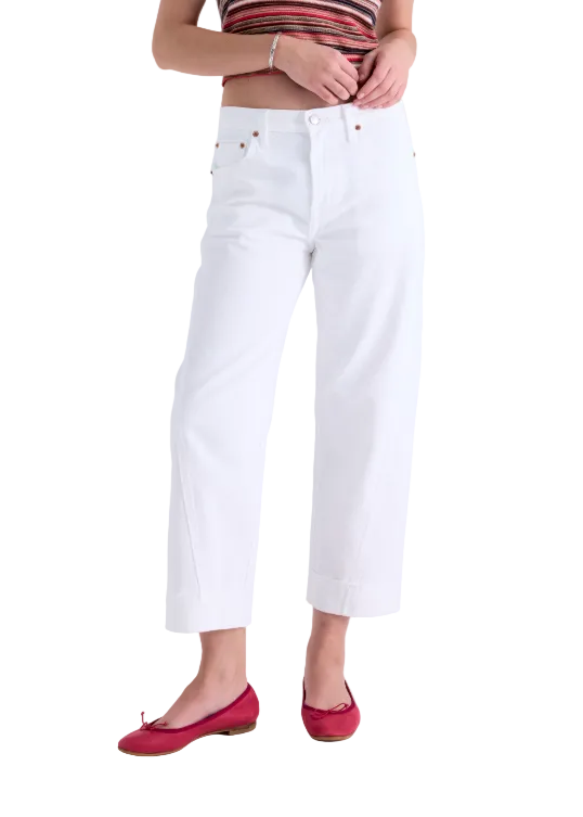 Kacey Mid Rise Cuffed Boyfriend - White - Gabrielle's Biloxi