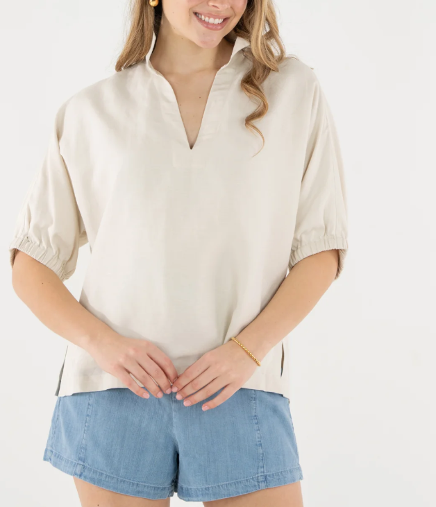 Emily McCarthy Poppy Top - Sandshell Linen - Gabrielle's Biloxi