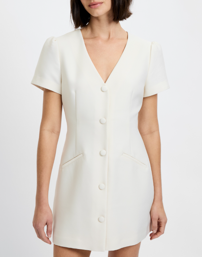 Structured Taffeta Mini Dress - Parchment - Gabrielle's Biloxi