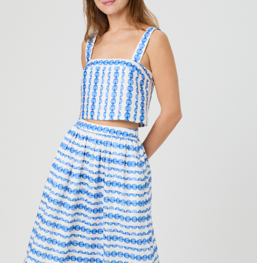 Structured Taffeta Top - True Blue - Gabrielle's Biloxi