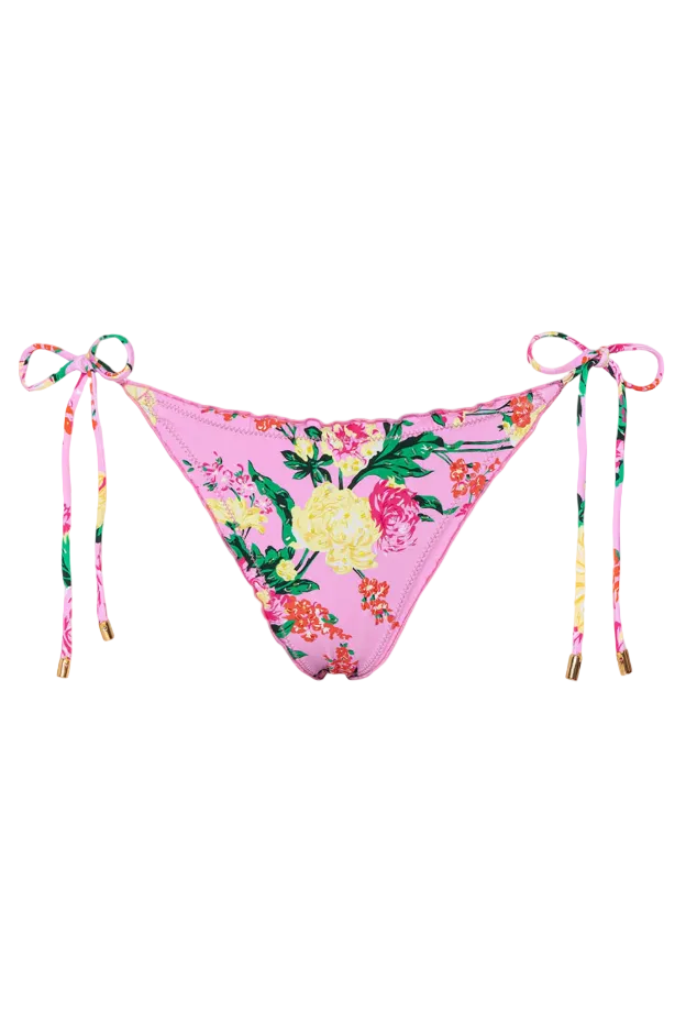 PQ Swim Embroidered Lettuce Edge Tie Side Full Bottom - Dahlia - Gabrielle's Biloxi