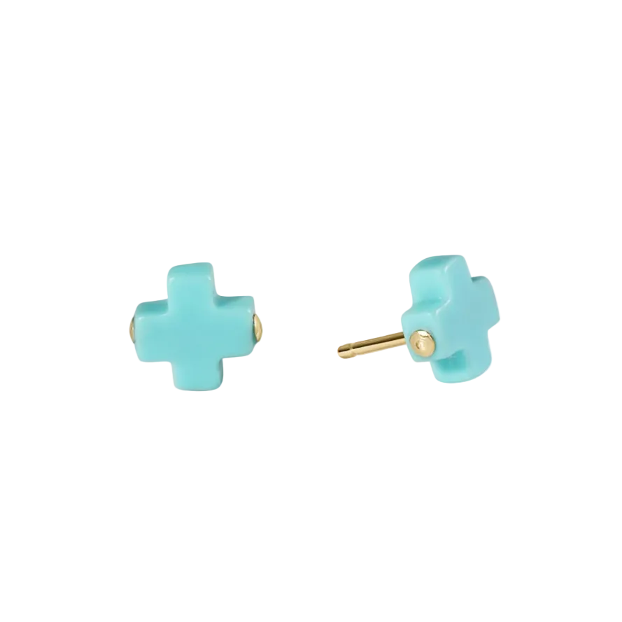 ENewton Signature Cross Stud - Turquoise - Gabrielle's Biloxi