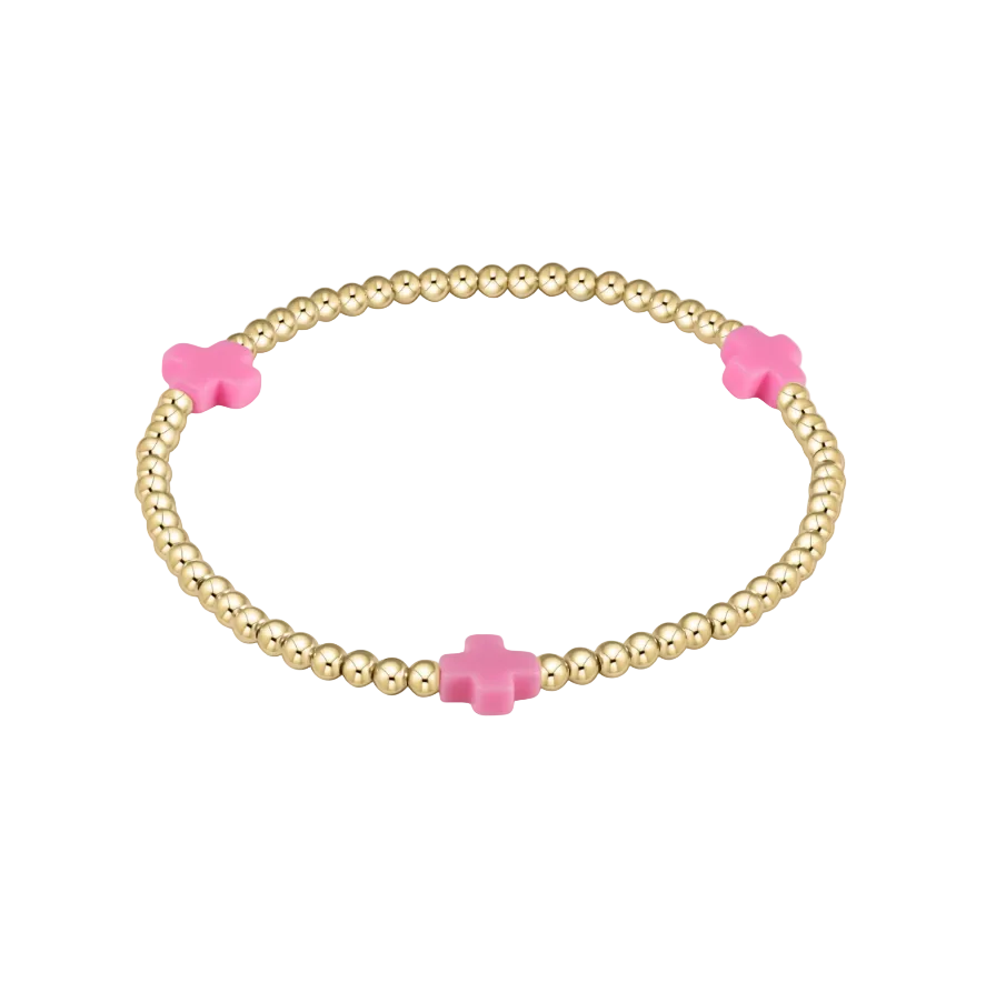 Enewton Signature Cross 3mm Gold Bracelet - Bright Pink - Gabrielle's Biloxi