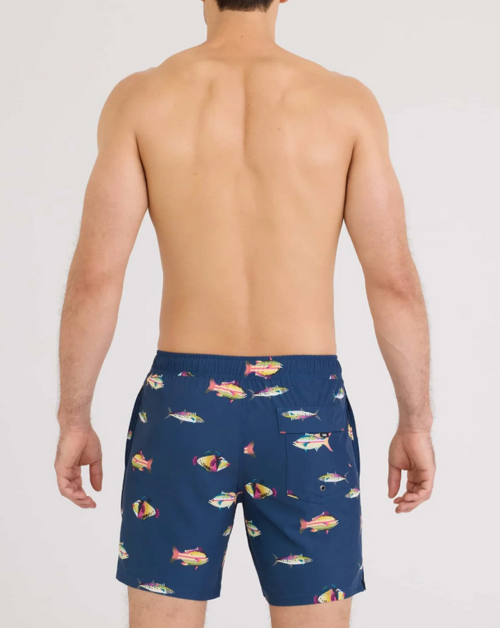 Saxx Oh Buoy 2N1 Volley 7" - Gulf Fish Dark Denim - Gabrielle's Biloxi
