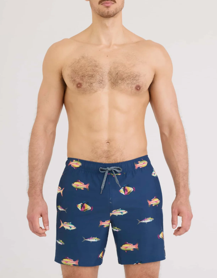 Saxx Oh Buoy 2N1 Volley 7" - Gulf Fish Dark Denim - Gabrielle's Biloxi
