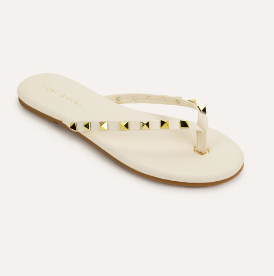 Yosi Samra Rivington Stud Flip Flop - Cream/Gold - Gabrielle's Biloxi