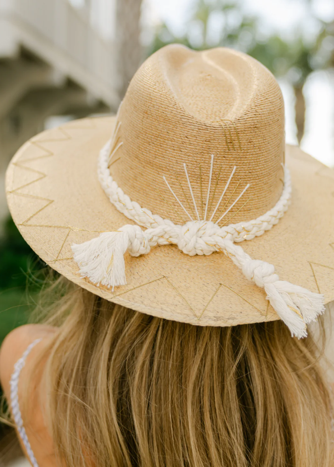 Tipsy Threads Natural Palm, Cabo Agave, Gold Zig Zag Hat - Gabrielle's Biloxi