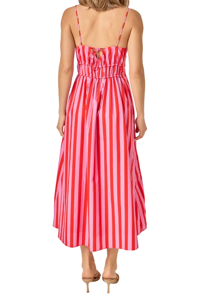 Stripe Sleeveless Maxi Dress - Pink/Red - Gabrielle's Biloxi