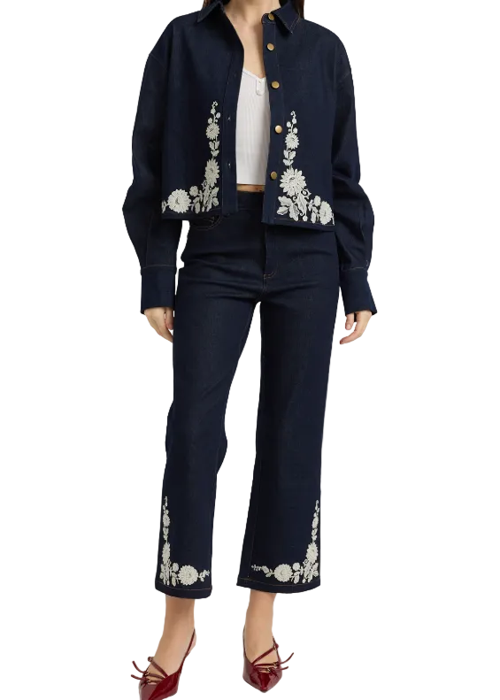 En Saison Carol Button Up Top - Indigo