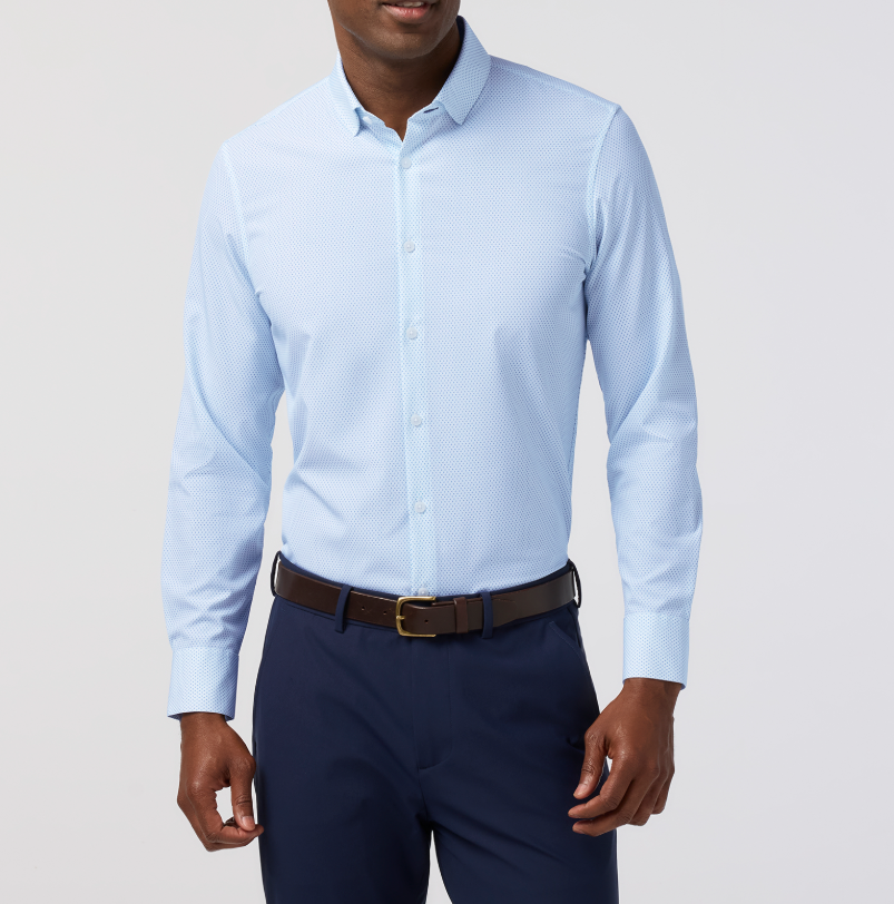 Mizzen+Main Leeward	 Trim LS Dress Shirt - Skyline Blue Diamond Shadow