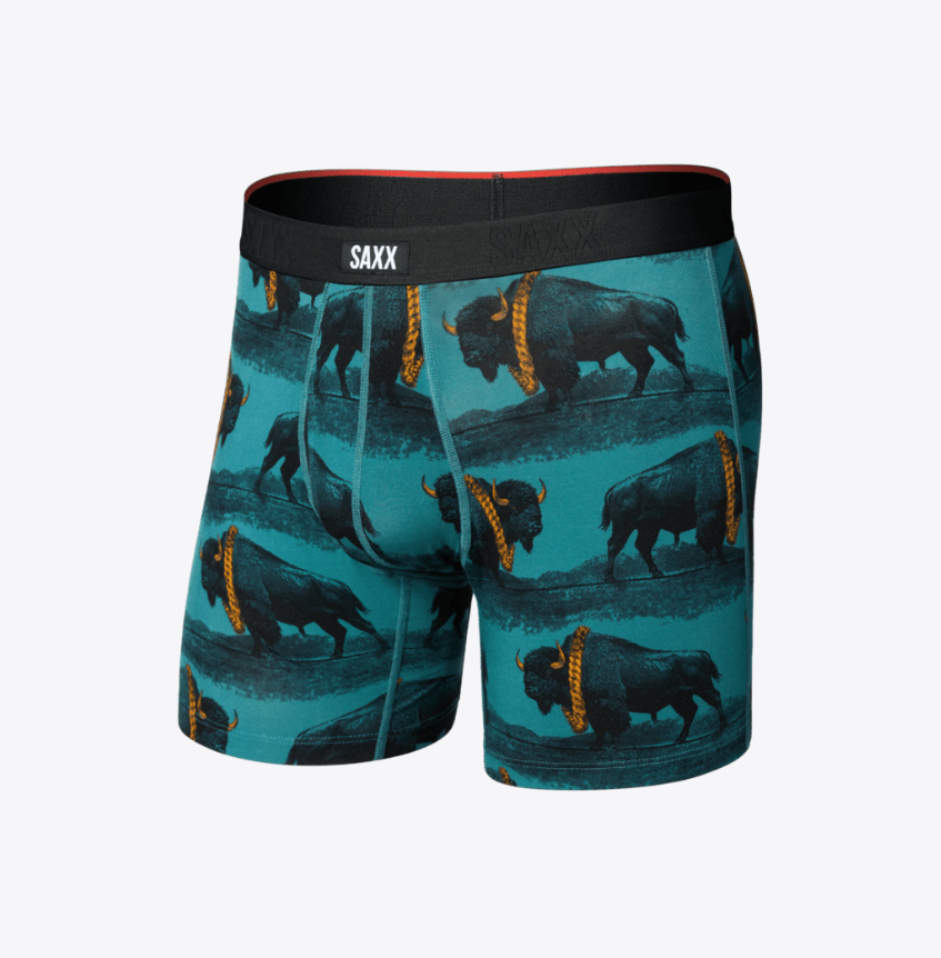 Saxx Vibe Xtra Soft Comfort Boxer Brief Fly - Bison Bling-Seascape