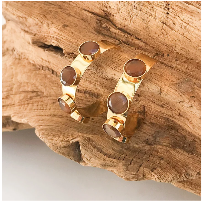 Virtue The Halston Thick Cat Eye Hoops LUXE - Chocolate