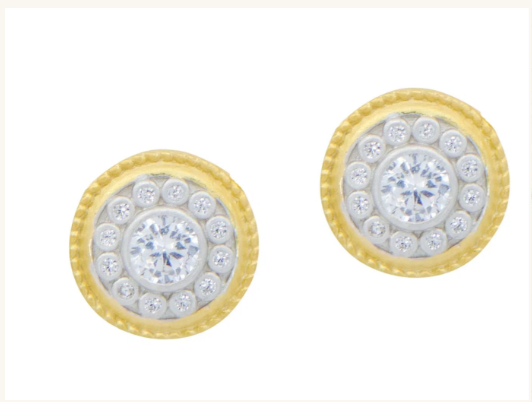 Freida Rothman Nautical Button Stud Earrings - Gold & Silver