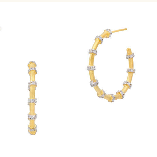 Freida Rothman Signature Textured Rivet Hoop - Gold & Silver