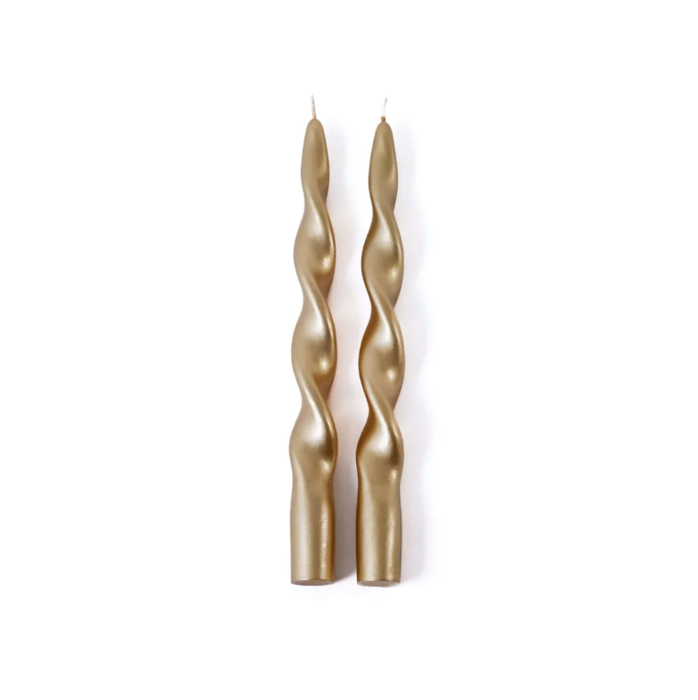 Gold Lumière Twist Formal Candles- Set of 2, 10"