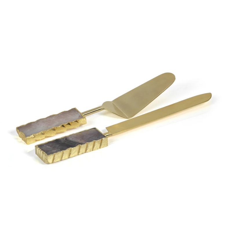 Cake Server Set with Agate Handles