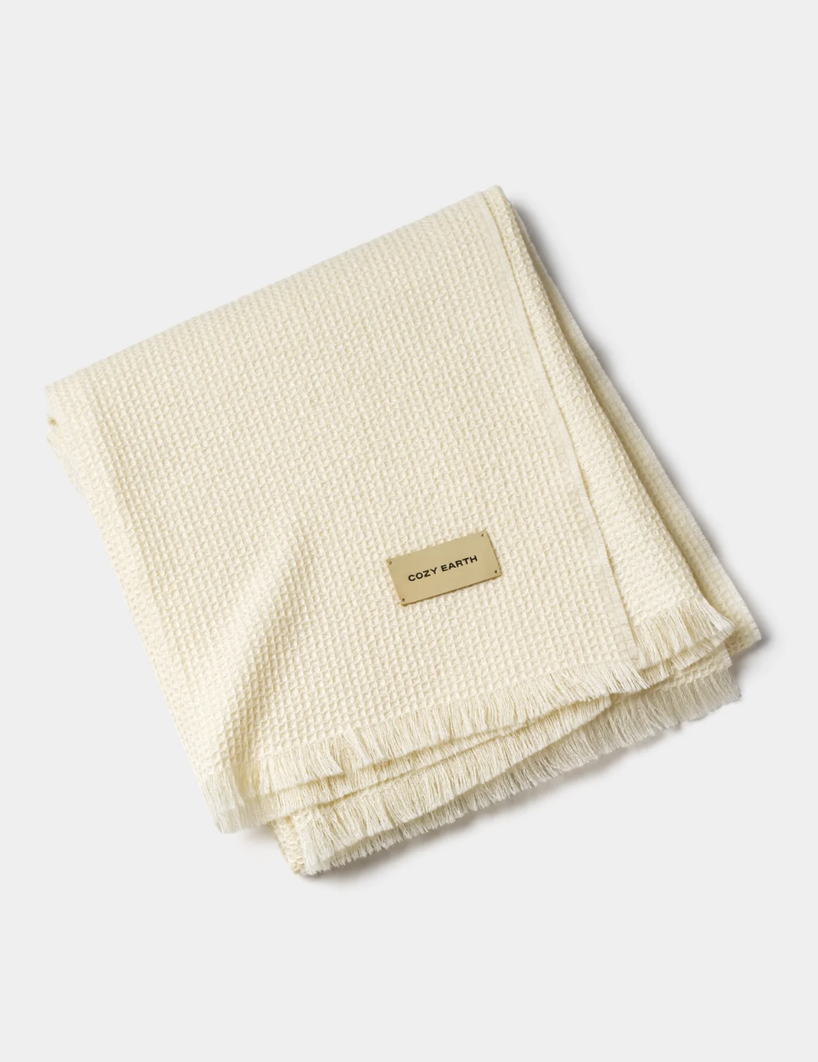 Cozy Earth Alpaca Waffle Throw - Creme