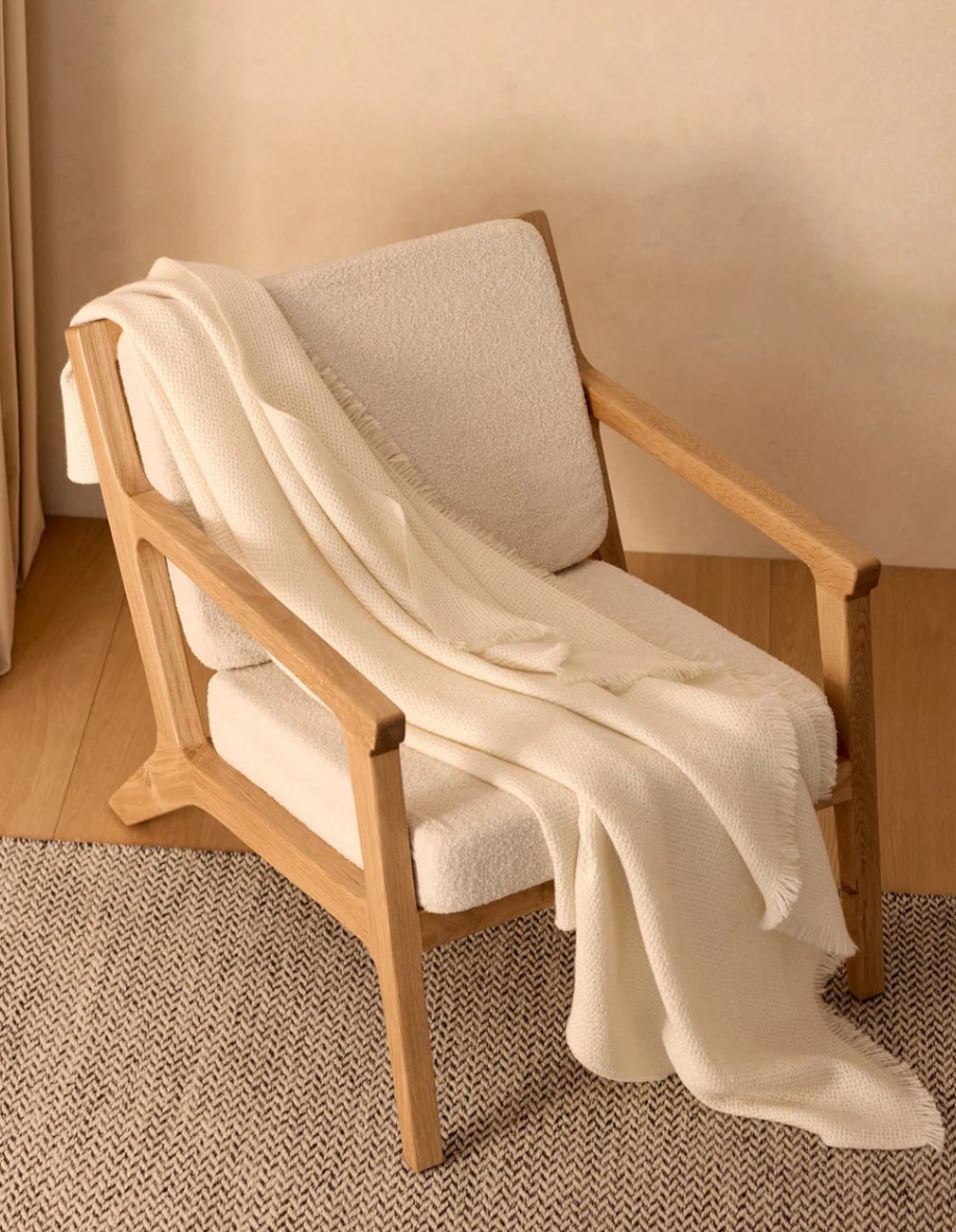 Cozy Earth Alpaca Waffle Throw - Creme