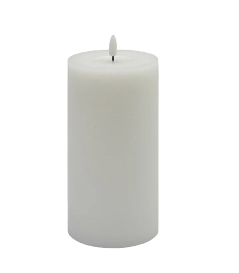 Large White Flameless Pillar Candle - White