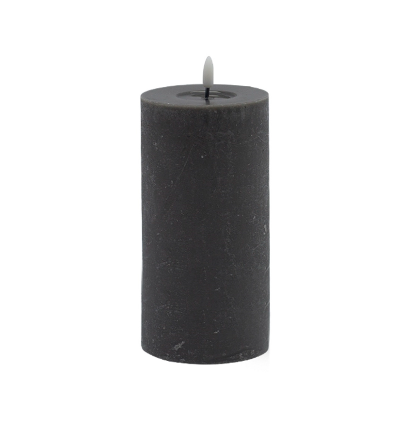 Large Gray Flameless Pillar Candle - Gray