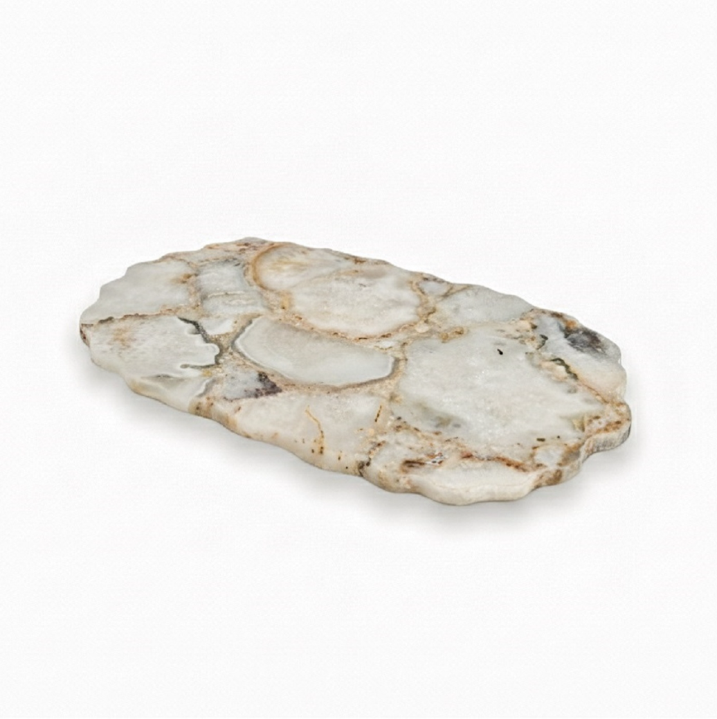 Large White Agate Organic Platter - White