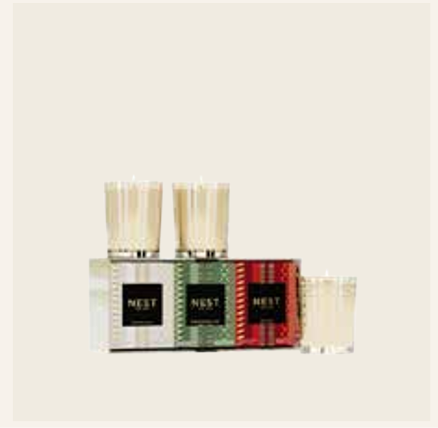 Nest Votive Candle Trio Set - Holiday, Birchwood Pine, Winter Chai