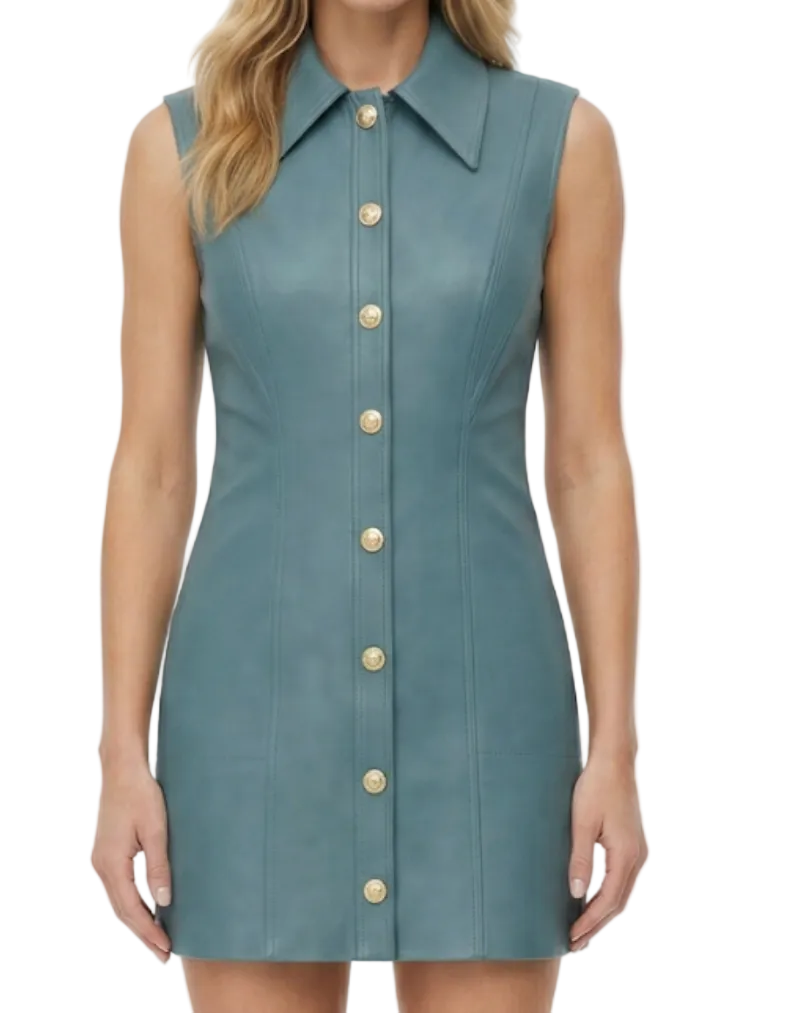 Anna Cate Albie Dress - Sage Leather