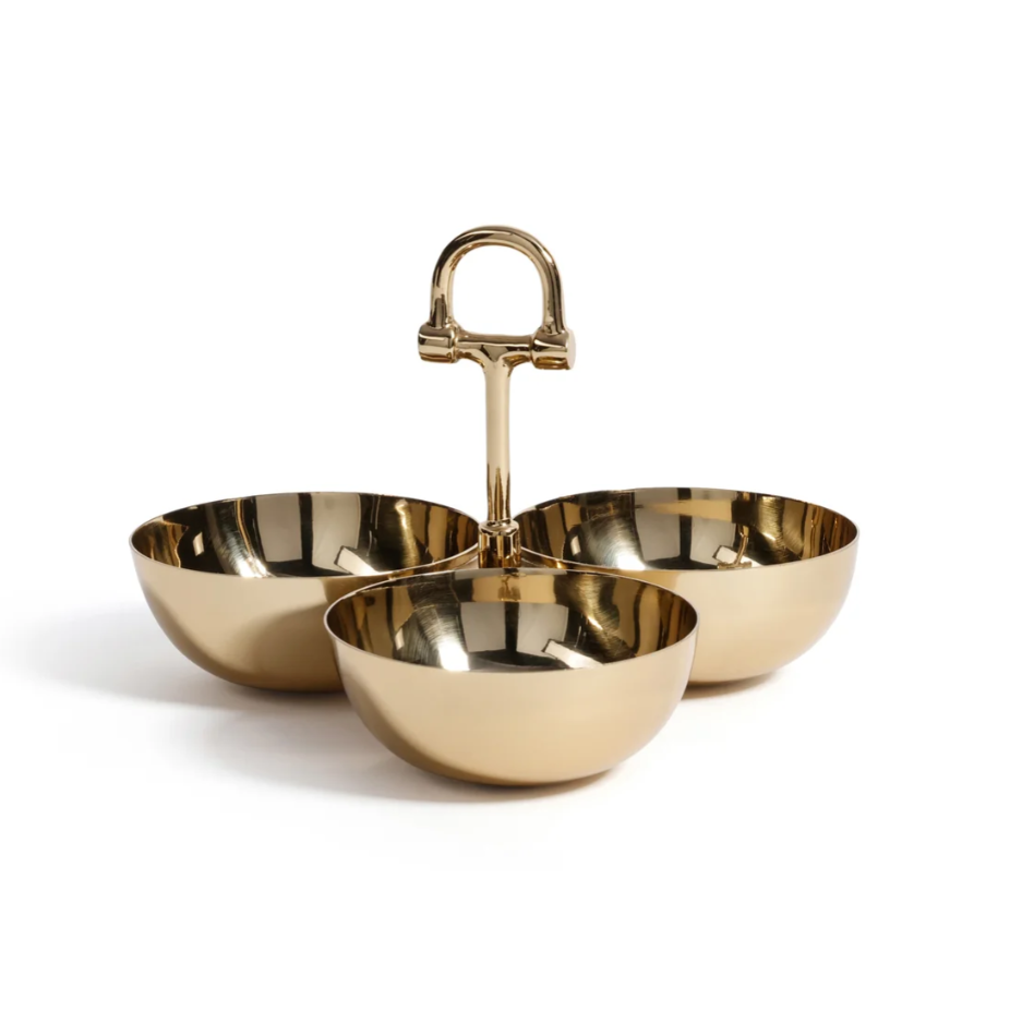 The Equestrian Trio  Condiment Set, Polished Gold