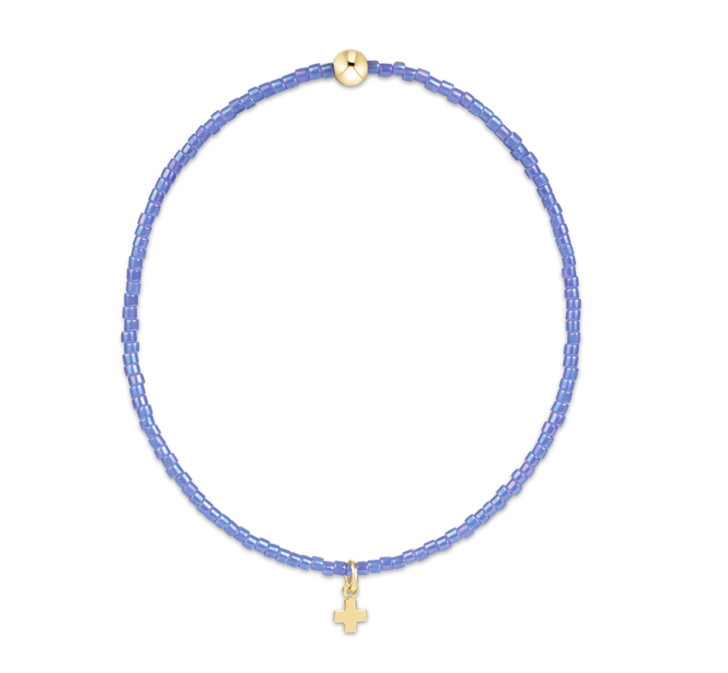 Enewton Hope Classic Bright Blue Bracelet - Signature Cross Small Gold Charm