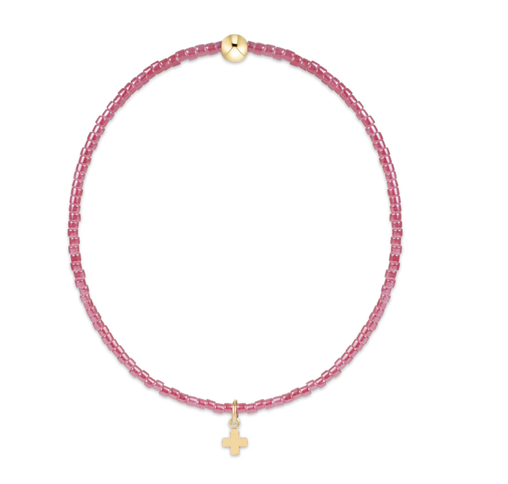 Enewton Hope Classic Pink Champagne Bracelet - Signature Cross Small Gold Charm