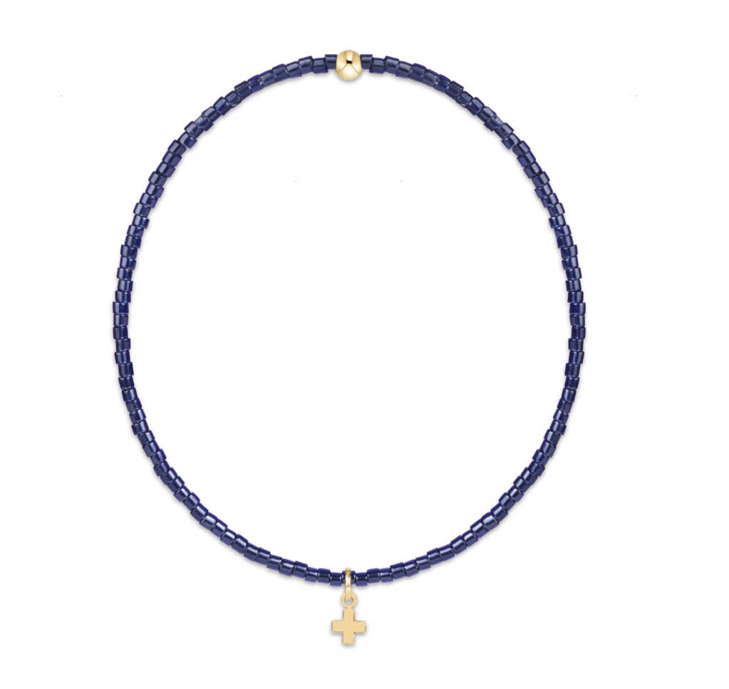 ENewton  Hope Classic Navy Bracelet - Signature Cross Small Gold Charm