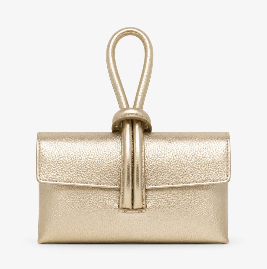 German Fuentes Genuine Italian Leather Wristlet Bag - Gold