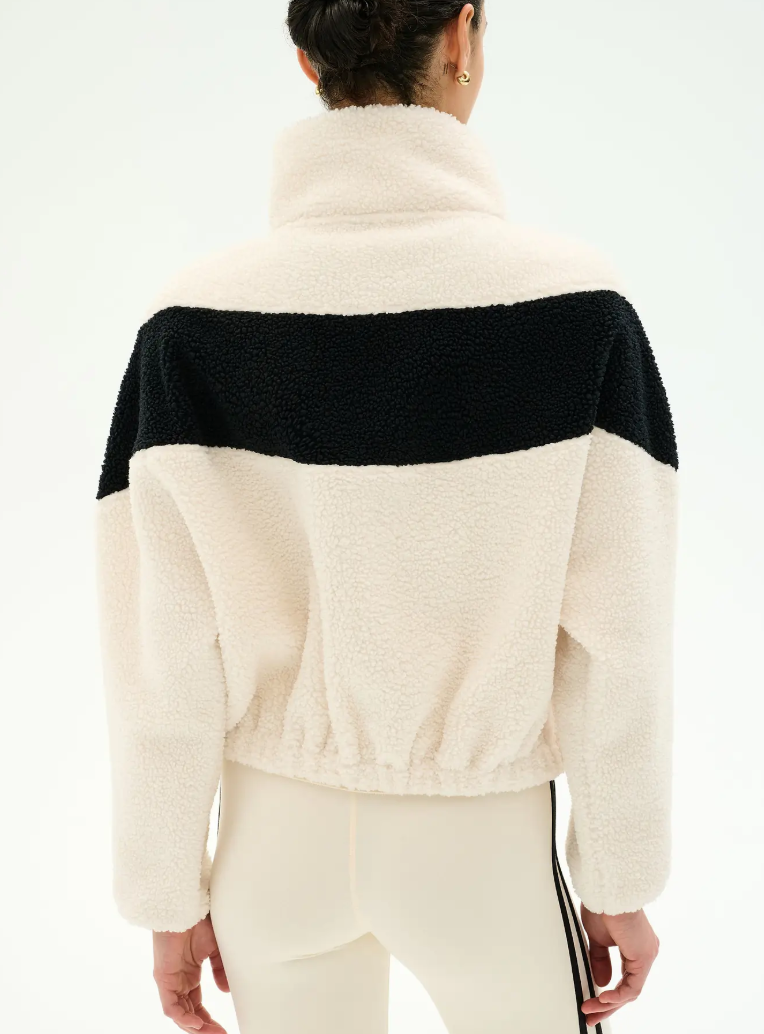 Splits59 Lottie Chevron Sherpa Full Zip Jacket - Creme/Black
