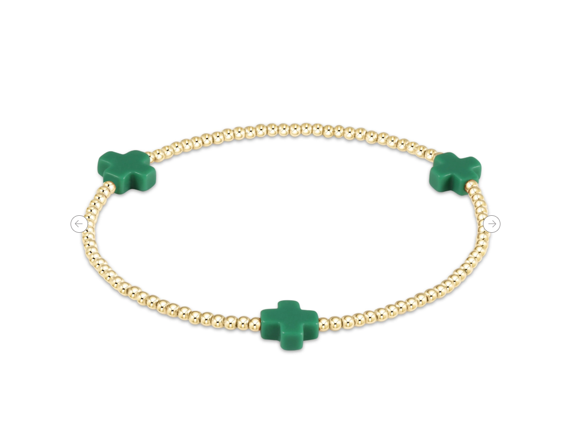 Enewton Signature Cross 2mm Gold Bracelet - Emerald